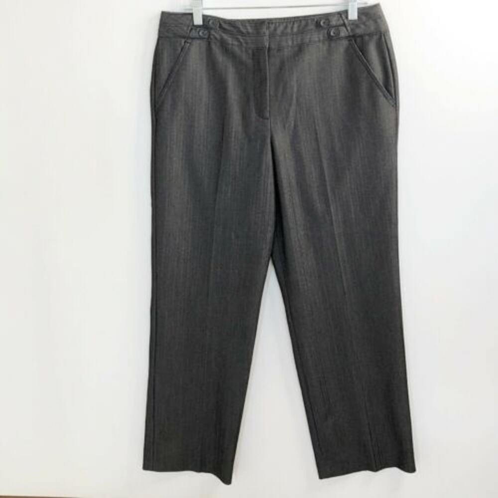 Larry Lavine Womens Dress Pants Size 12 Gray Career Slacks Pin stripe Work Wear